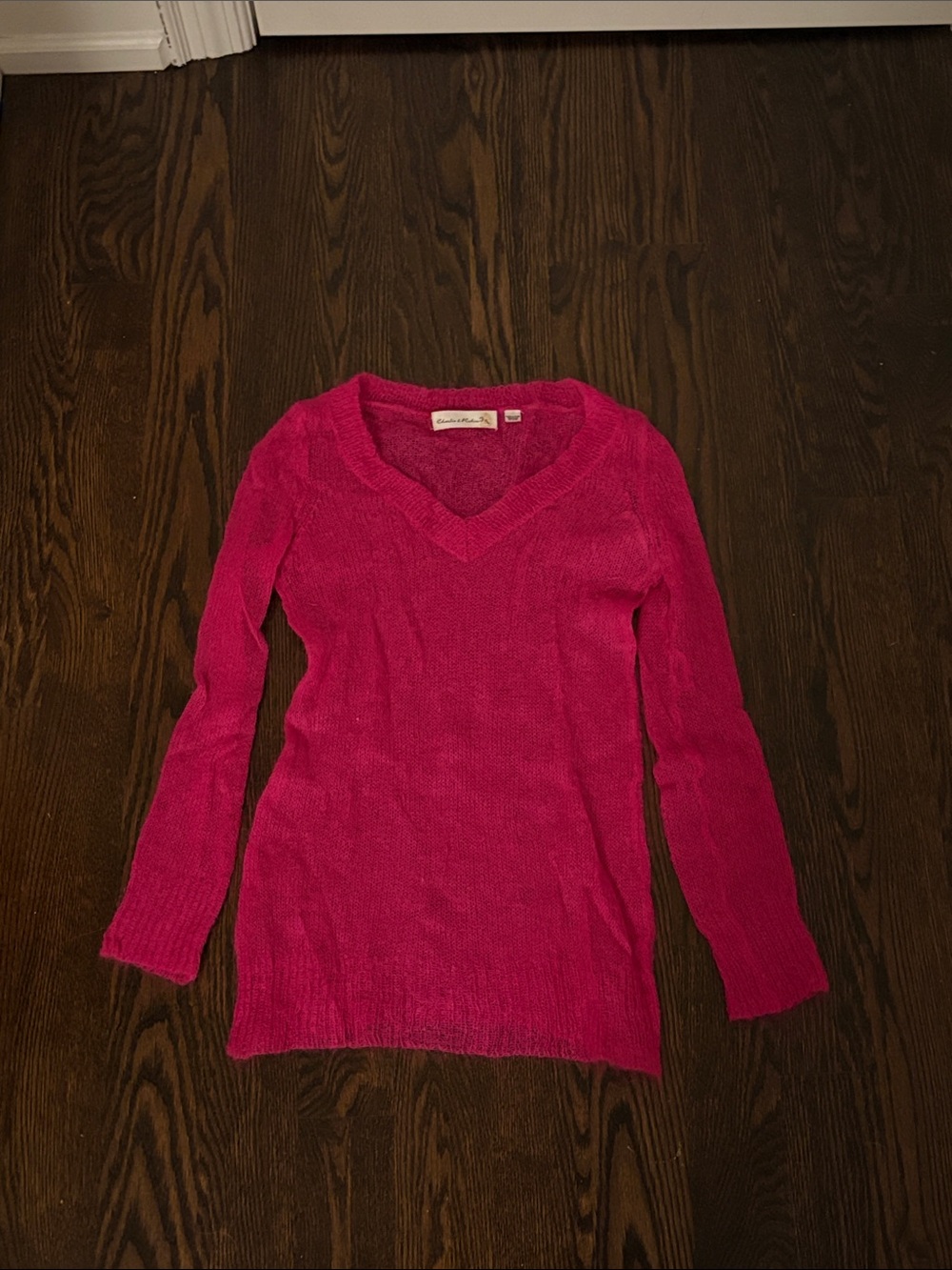 Fuchsia V-Neck Lightweight Knit Sweater